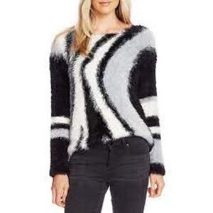 Vince Camuto Abstract Stripe Eyelash Sweater XS